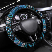 New Zealand Darts Steering Wheel Cover Aotearoa Silver Fern Blue Papua Shell Spirit