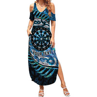 New Zealand Darts Personalised Summer Maxi Dress Aotearoa Silver Fern Blue Papua Shell Spirit LT9 Women Blue - Polynesian Pride