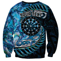 New Zealand Darts Personalised Sweatshirt Aotearoa Silver Fern Blue Papua Shell Spirit LT9 - Polynesian Pride