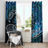 New Zealand Darts Personalised Window Curtain Aotearoa Silver Fern Blue Papua Shell Spirit