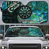 New Zealand Darts Personalised Auto Sun Shade Aotearoa Silver Fern Green Papua Shell Spirit - Polynesian Pride