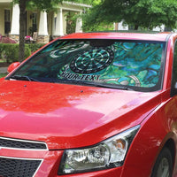 New Zealand Darts Personalised Auto Sun Shade Aotearoa Silver Fern Green Papua Shell Spirit - Polynesian Pride