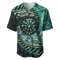 New Zealand Darts Personalised Baseball Jersey Aotearoa Silver Fern Green Papua Shell Spirit LT9 Green - Polynesian Pride