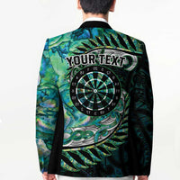 New Zealand Darts Personalised Blazer Aotearoa Silver Fern Green Papua Shell Spirit - Polynesian Pride