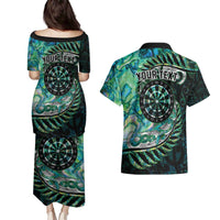 New Zealand Darts Personalised Couples Matching Puletasi and Hawaiian Shirt Aotearoa Silver Fern Green Papua Shell Spirit LT9 - Polynesian Pride