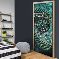 New Zealand Darts Personalised Door Cover Aotearoa Silver Fern Green Papua Shell Spirit - Polynesian Pride