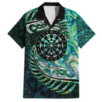 New Zealand Darts Personalised Family Matching Off Shoulder Short Dress and Hawaiian Shirt Aotearoa Silver Fern Green Papua Shell Spirit