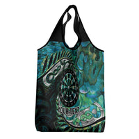 New Zealand Darts Personalised Grocery Bag Aotearoa Silver Fern Green Papua Shell Spirit LT9 - Polynesian Pride