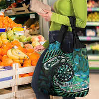 New Zealand Darts Personalised Grocery Bag Aotearoa Silver Fern Green Papua Shell Spirit LT9 - Polynesian Pride