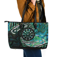 New Zealand Darts Personalised Leather Tote Bag Aotearoa Silver Fern Green Papua Shell Spirit LT9 - Polynesian Pride