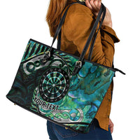New Zealand Darts Personalised Leather Tote Bag Aotearoa Silver Fern Green Papua Shell Spirit LT9 - Polynesian Pride