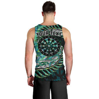 New Zealand Darts Personalised Men Tank Top Aotearoa Silver Fern Green Papua Shell Spirit