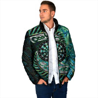New Zealand Darts Personalised Padded Jacket Aotearoa Silver Fern Green Papua Shell Spirit - Polynesian Pride