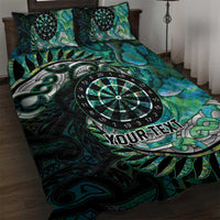 New Zealand Darts Personalised Quilt Bed Set Aotearoa Silver Fern Green Papua Shell Spirit