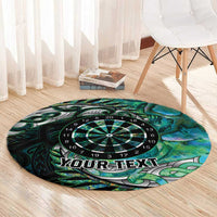 New Zealand Darts Personalised Round Carpet Aotearoa Silver Fern Green Papua Shell Spirit