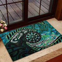 New Zealand Darts Personalised Rubber Doormat Aotearoa Silver Fern Green Papua Shell Spirit LT9 - Polynesian Pride