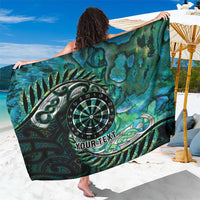 New Zealand Darts Personalised Sarong Aotearoa Silver Fern Green Papua Shell Spirit LT9 One Size 44 x 66 inches Green - Polynesian Pride