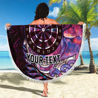 New Zealand Darts Personalised Beach Blanket Aotearoa Silver Fern Pink Papua Shell Spirit