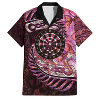 New Zealand Darts Personalised Family Matching Off The Shoulder Long Sleeve Dress and Hawaiian Shirt Aotearoa Silver Fern Pink Papua Shell Spirit