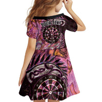 New Zealand Darts Personalised Family Matching Short Sleeve Bodycon Dress and Hawaiian Shirt Aotearoa Silver Fern Pink Papua Shell Spirit LT9 - Polynesian Pride