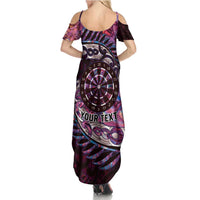 New Zealand Darts Personalised Family Matching Summer Maxi Dress and Hawaiian Shirt Aotearoa Silver Fern Pink Papua Shell Spirit LT9 - Polynesian Pride