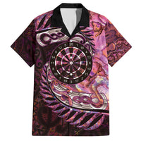 New Zealand Darts Personalised Family Matching Tank Maxi Dress and Hawaiian Shirt Aotearoa Silver Fern Pink Papua Shell Spirit LT9 Dad's Shirt - Short Sleeve Pink - Polynesian Pride