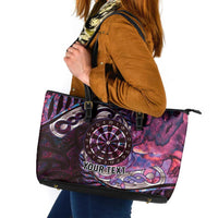 New Zealand Darts Personalised Leather Tote Bag Aotearoa Silver Fern Pink Papua Shell Spirit LT9 Pink - Polynesian Pride