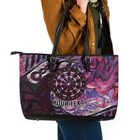 New Zealand Darts Personalised Leather Tote Bag Aotearoa Silver Fern Pink Papua Shell Spirit LT9 - Polynesian Pride