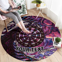 New Zealand Darts Personalised Round Carpet Aotearoa Silver Fern Pink Papua Shell Spirit