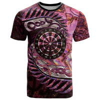 New Zealand Darts Personalised T Shirt Aotearoa Silver Fern Pink Papua Shell Spirit LT9 Pink - Polynesian Pride