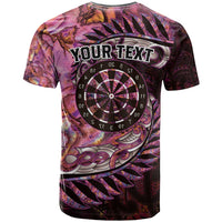 New Zealand Darts Personalised T Shirt Aotearoa Silver Fern Pink Papua Shell Spirit LT9 - Polynesian Pride