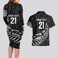 New Zealand Indigenous-Maori Rugby Custom Couples Matching Long Sleeve Bodycon Dress and Hawaiian Shirt