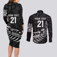 New Zealand Indigenous-Maori Rugby Custom Couples Matching Long Sleeve Bodycon Dress and Long Sleeve Button Shirt LT9 - Polynesian Pride