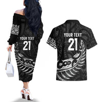 New Zealand Indigenous-Maori Rugby Custom Couples Matching Off The Shoulder Long Sleeve Dress and Hawaiian Shirt