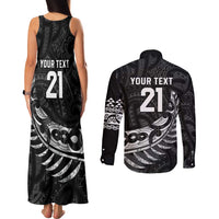 New Zealand Indigenous-Maori Rugby Custom Couples Matching Tank Maxi Dress and Long Sleeve Button Shirt LT9 - Polynesian Pride