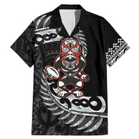 New Zealand Indigenous-Maori Rugby Custom Family Matching Mermaid Dress and Hawaiian Shirt LT9 Dad's Shirt - Short Sleeve Black - Polynesian Pride