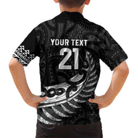 New Zealand Indigenous-Maori Rugby Custom Family Matching Short Sleeve Bodycon Dress and Hawaiian Shirt