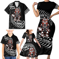 New Zealand Indigenous-Maori Rugby Custom Family Matching Short Sleeve Bodycon Dress and Hawaiian Shirt