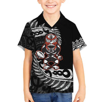 New Zealand Indigenous-Maori Rugby Custom Family Matching Tank Maxi Dress and Hawaiian Shirt LT9 Son's Shirt Black - Polynesian Pride