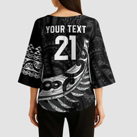 New Zealand Indigenous-Maori Rugby Custom Kimono Sleeve Blouse - Polynesian Pride