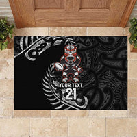 New Zealand Indigenous-Maori Rugby Custom Rubber Doormat LT9 Black - Polynesian Pride