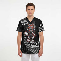 New Zealand Indigenous-Maori Rugby Custom Scrub Top - Polynesian Pride