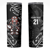 New Zealand Indigenous-Maori Rugby Custom Skinny Tumbler LT9 Black - Polynesian Pride