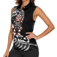 New Zealand Indigenous-Maori Rugby Custom Women Sleeveless Polo Shirt
