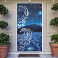 New Zealand Matariki Door Cover Taniko Aramoana With Koru Galaxy Sky Night - Polynesian Pride