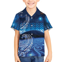 New Zealand Matariki Family Matching Puletasi and Hawaiian Shirt Taniko Aramoana With Koru Galaxy Sky Night