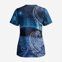 New Zealand Matariki Scrub Top Taniko Aramoana With Koru Galaxy Sky Night - Polynesian Pride