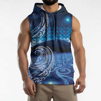 New Zealand Matariki Sleeveless Hoodie Taniko Aramoana With Koru Galaxy Sky Night - Polynesian Pride