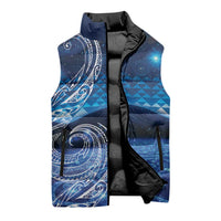 New Zealand Matariki Sleeveless Puffer Jacket Taniko Aramoana With Koru Galaxy Sky Night - Polynesian Pride
