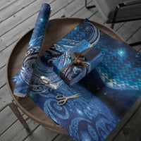 New Zealand Matariki Wrapping Paper Taniko Aramoana With Koru Galaxy Sky Night - Polynesian Pride